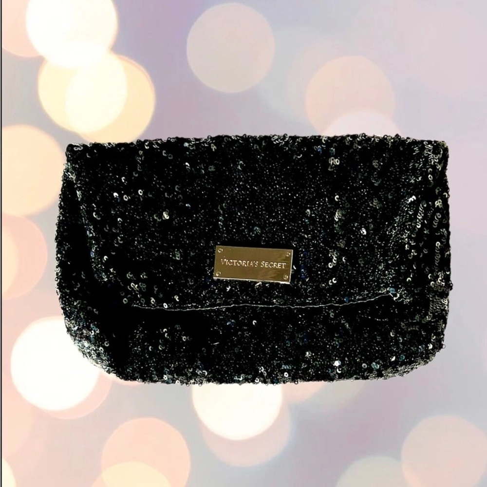 Victoria's Secret Black Sequin Clutch Purse